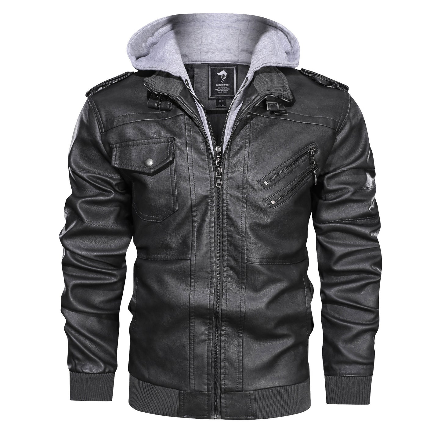 Jacket Leather With Removable Cap