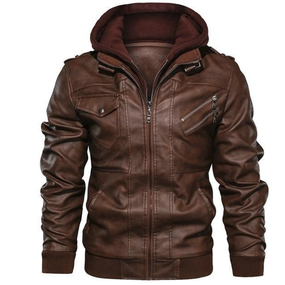 Jacket Leather With Removable Cap