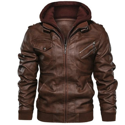 Jacket Leather With Removable Cap
