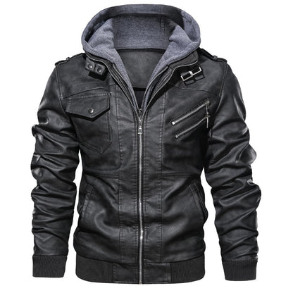 Jacket Leather With Removable Cap