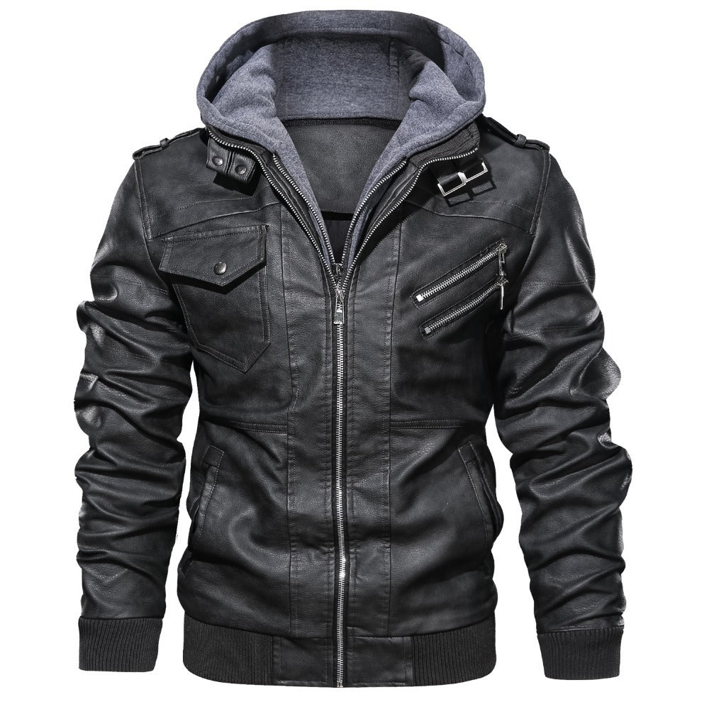 Jacket Leather With Removable Cap