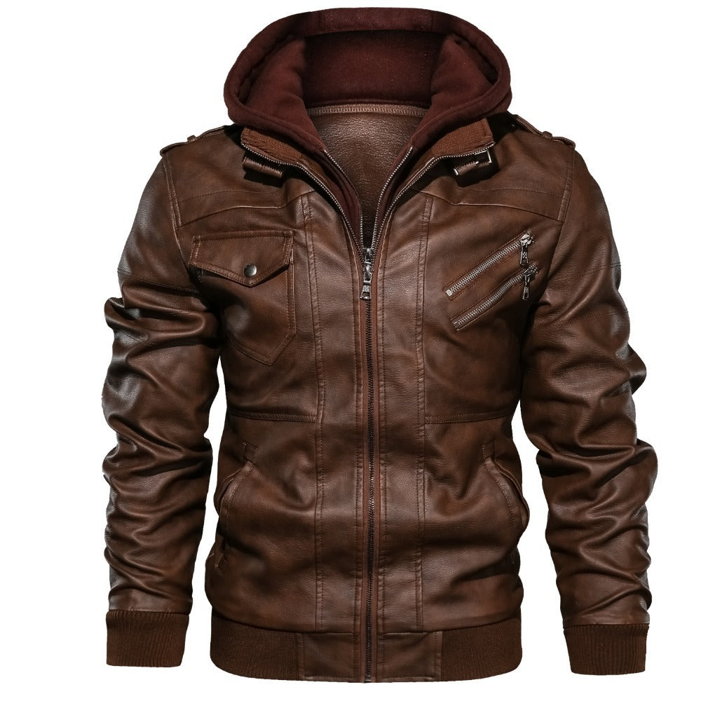 Jacket Leather With Removable Cap