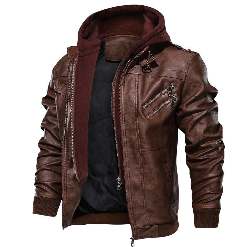Jacket Leather With Removable Cap