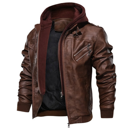 Jacket Leather With Removable Cap